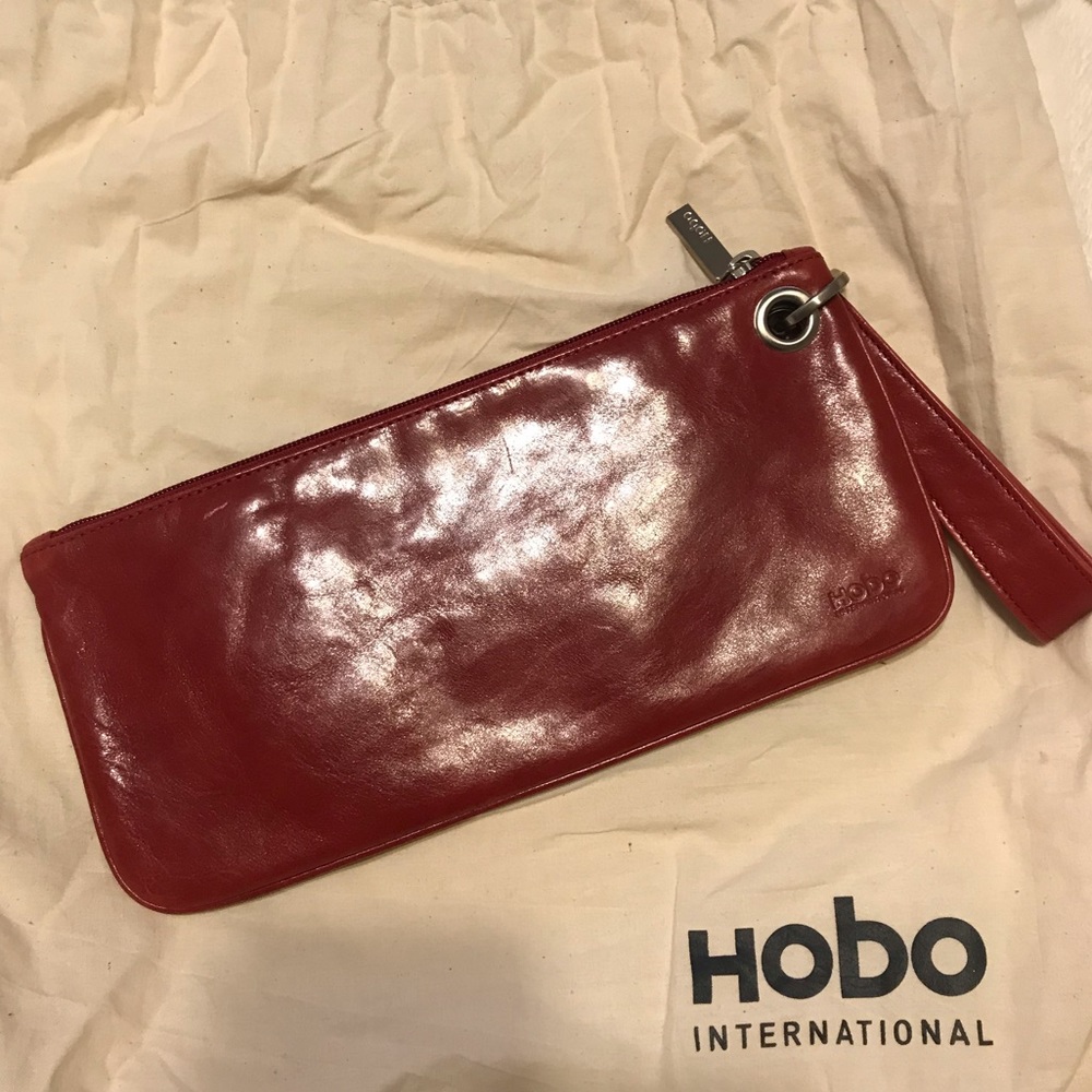Hobo International Red Leather Wristlet Clutch NEW